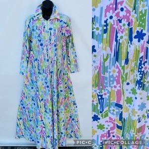 Vintage Floral Polyester Lounge Kaftan Size M/L